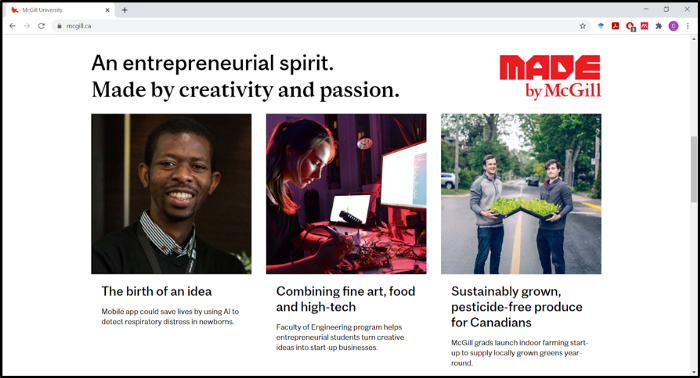 The birth of an idea published on the McGill University Homepage